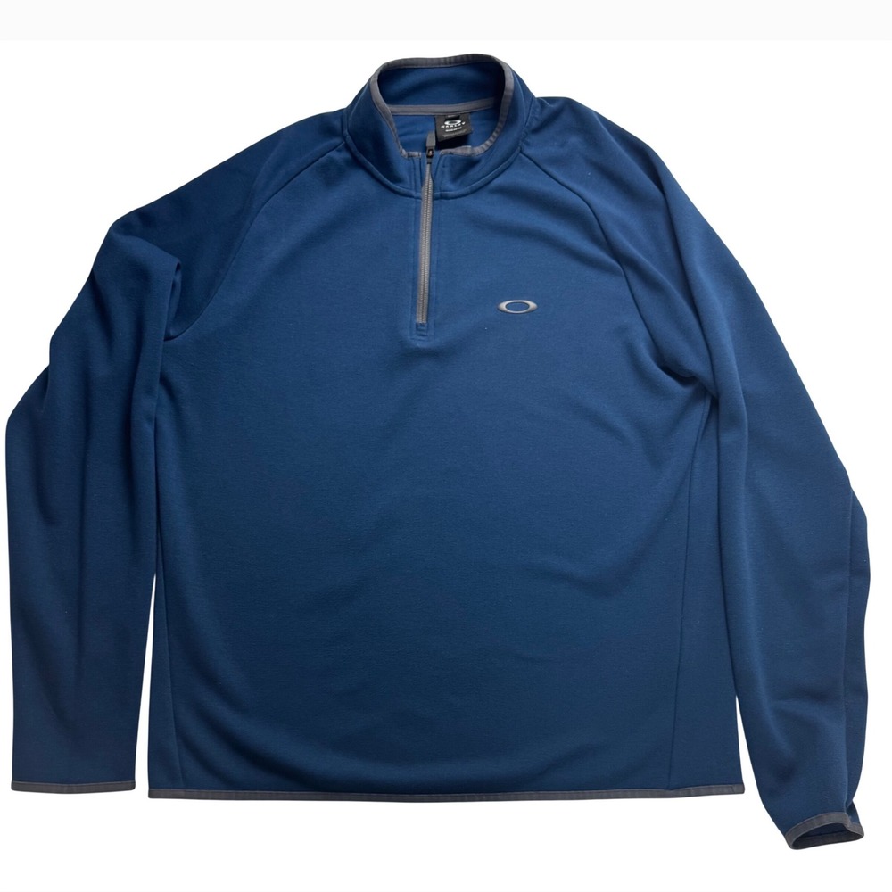 Oakley Mens Large Blue Quarter Zip Pullover Regular Fit Long Sleeve‎ Mock Neck